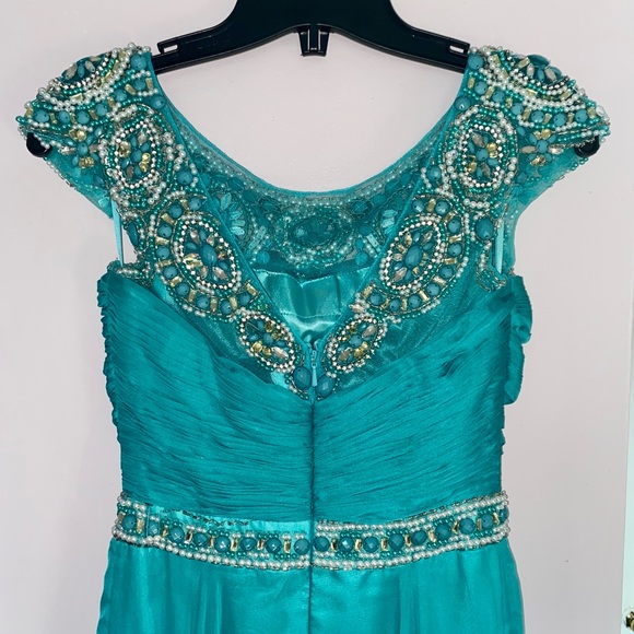 Beautiful Beaded Prom Dress.Teal Blue Color. Similar to Sherri Hill Dress. - Picture 1 of 6